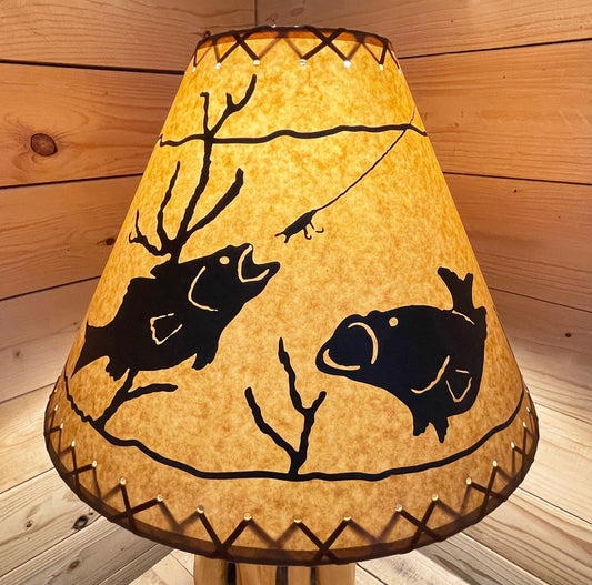 Rustic Oiled Kraft Lamp Shade with Fish Design - 18"