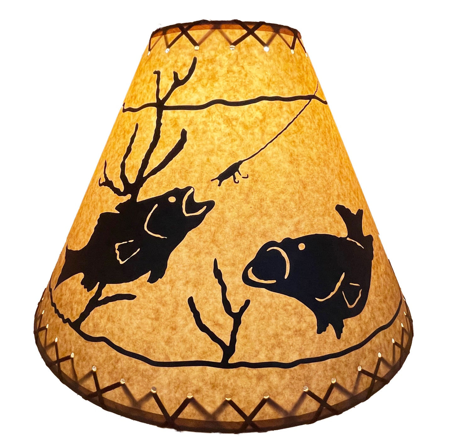 Rustic Oiled Kraft Lamp Shade with Fish Design - 18"