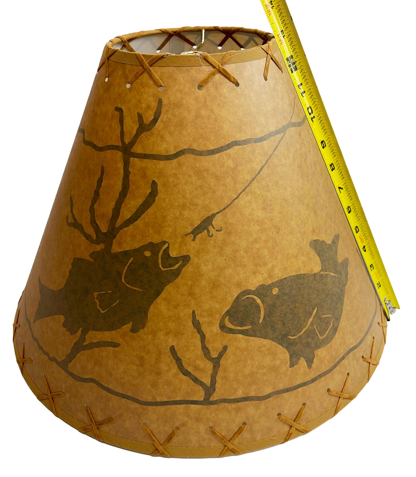 Rustic Oiled Kraft Lamp Shade with Fish Design - 18"