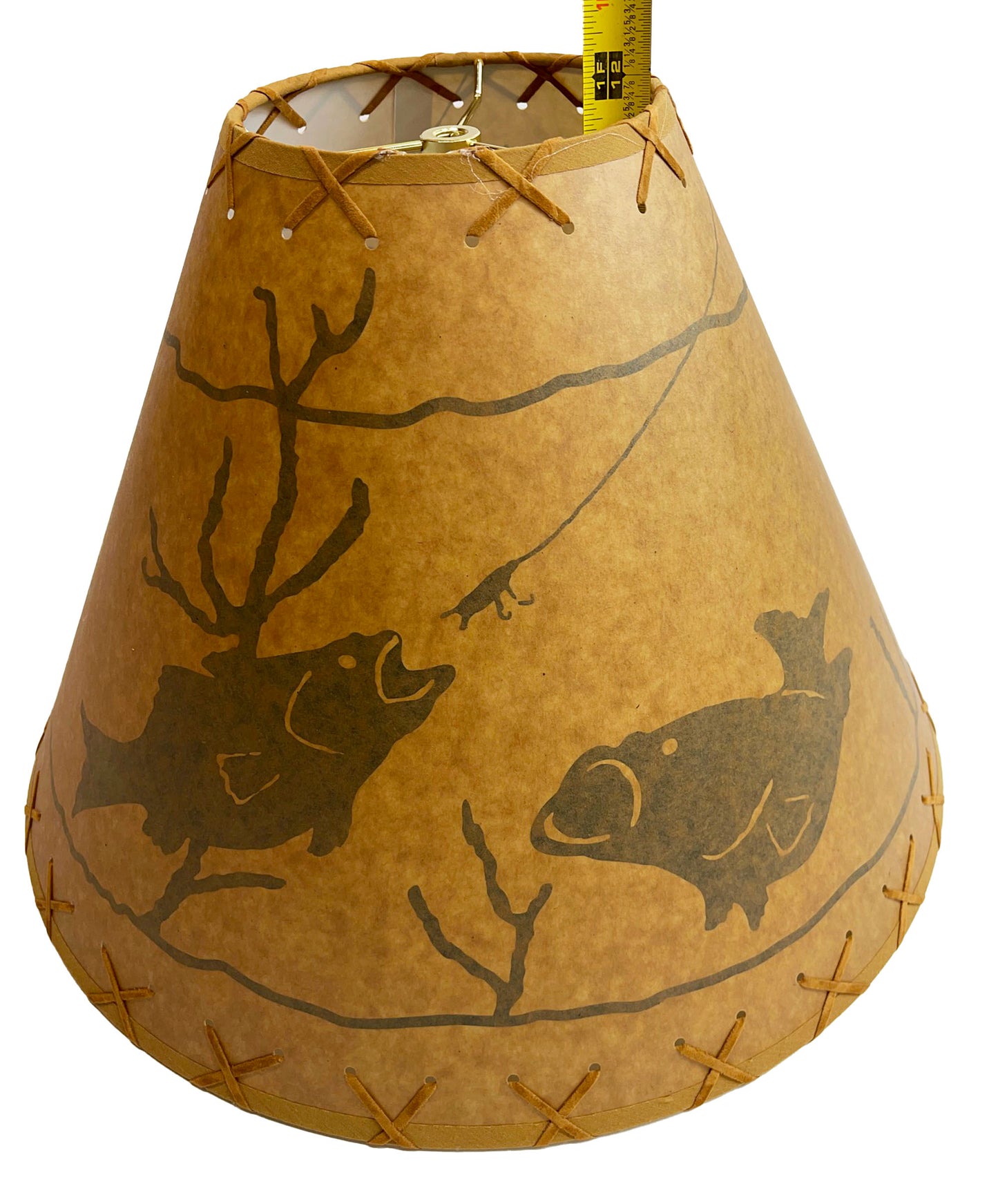 Rustic Oiled Kraft Lamp Shade with Fish Design - 18"