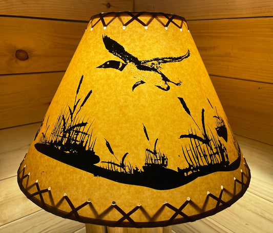 Rustic Oiled Kraft Lamp Shade with Flying Loon Design - 16"
