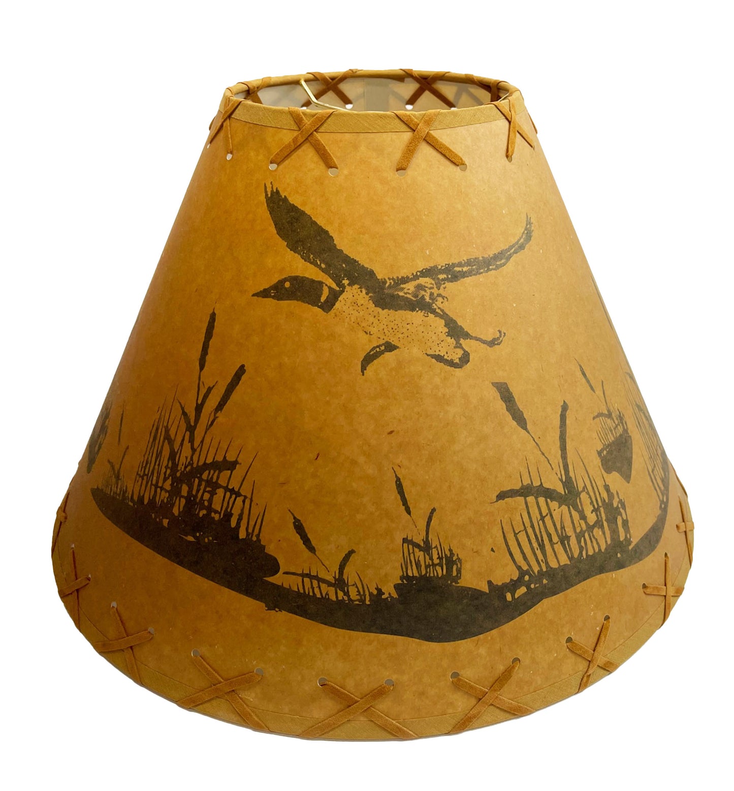 Rustic Oiled Kraft Lamp Shade with Flying Loon Design - 16"