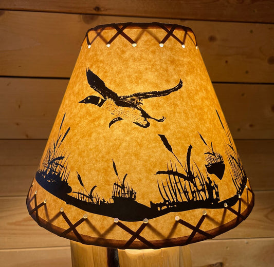 Rustic Oiled Kraft Lamp Shade with Flying Loon Design - 12"
