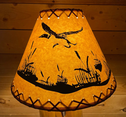 Rustic Oiled Kraft Lamp Shade with Flying Loon Design - 14"