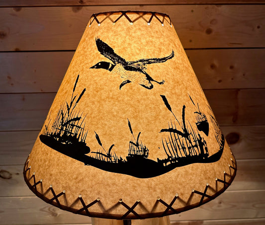 Rustic Oiled Kraft Lamp Shade with Flying Loon Design - 18"