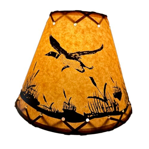 Rustic Oiled Kraft Clip-On Lamp Shade with Flying Loon Design - 9"