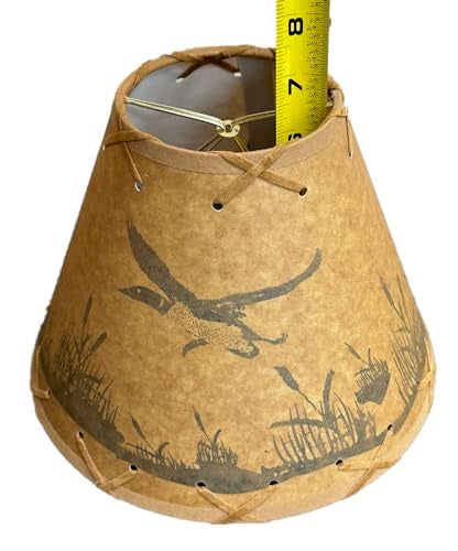 Rustic Oiled Kraft Clip-On Lamp Shade with Flying Loon Design - 9"