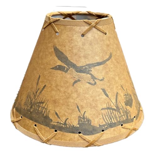 Rustic Oiled Kraft Clip-On Lamp Shade with Flying Loon Design - 9"