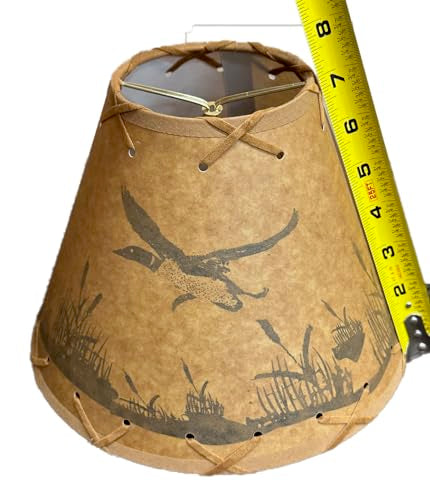 Rustic Oiled Kraft Clip-On Lamp Shade with Flying Loon Design - 9"