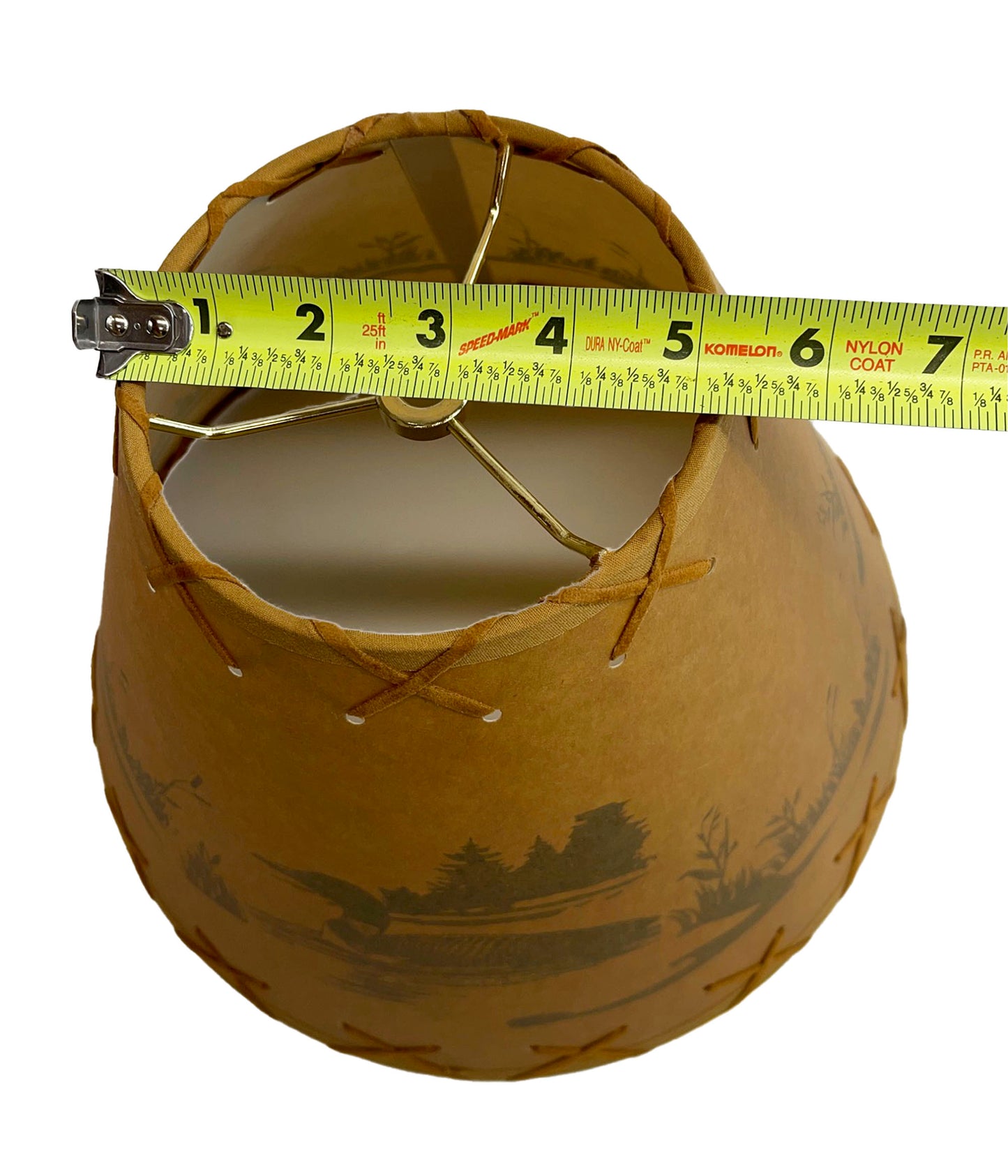 Rustic Oiled Kraft Lamp Shade with Loon on Lake Design - 12"