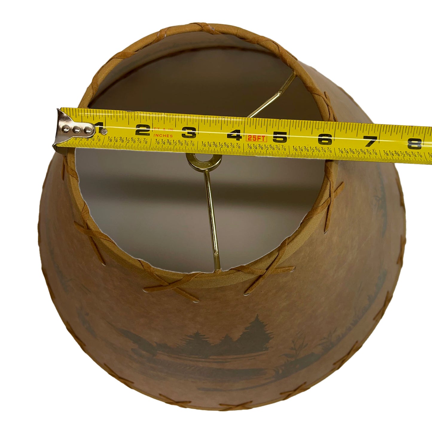 Rustic Oiled Kraft Lamp Shade with Loon on Lake Design - 16"