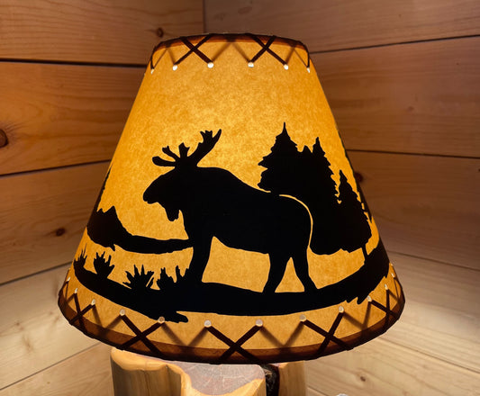 Rustic Oiled Kraft Lamp Shade with Moose Design - 12"