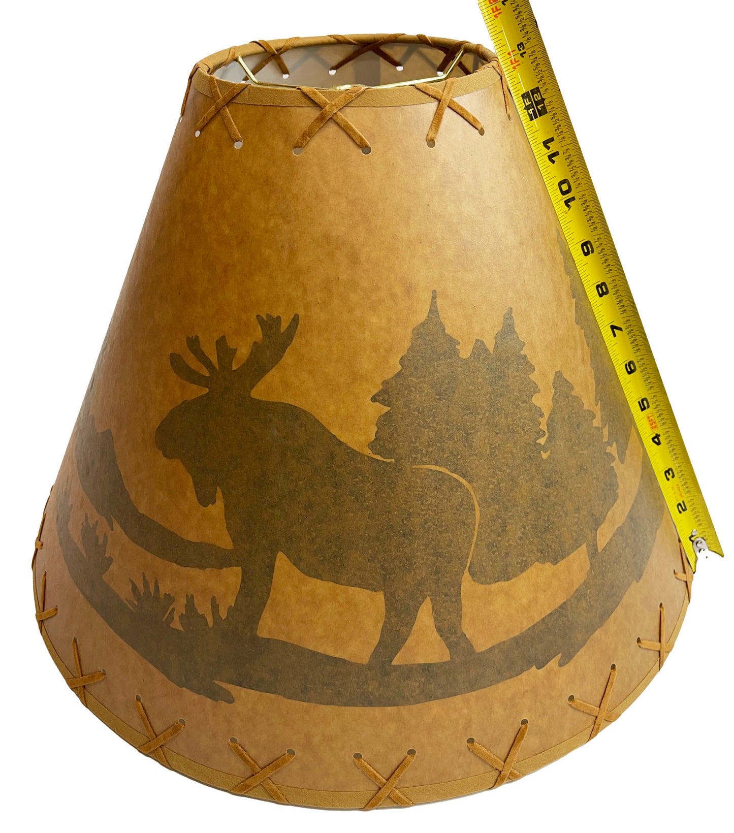Rustic Oiled Kraft Lamp Shade with Moose Design - 18"
