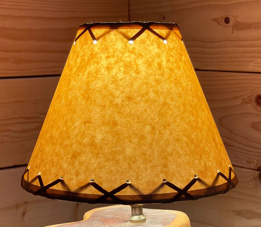 Rustic Oiled Kraft Laced Clip-On Lamp Shade - 9"