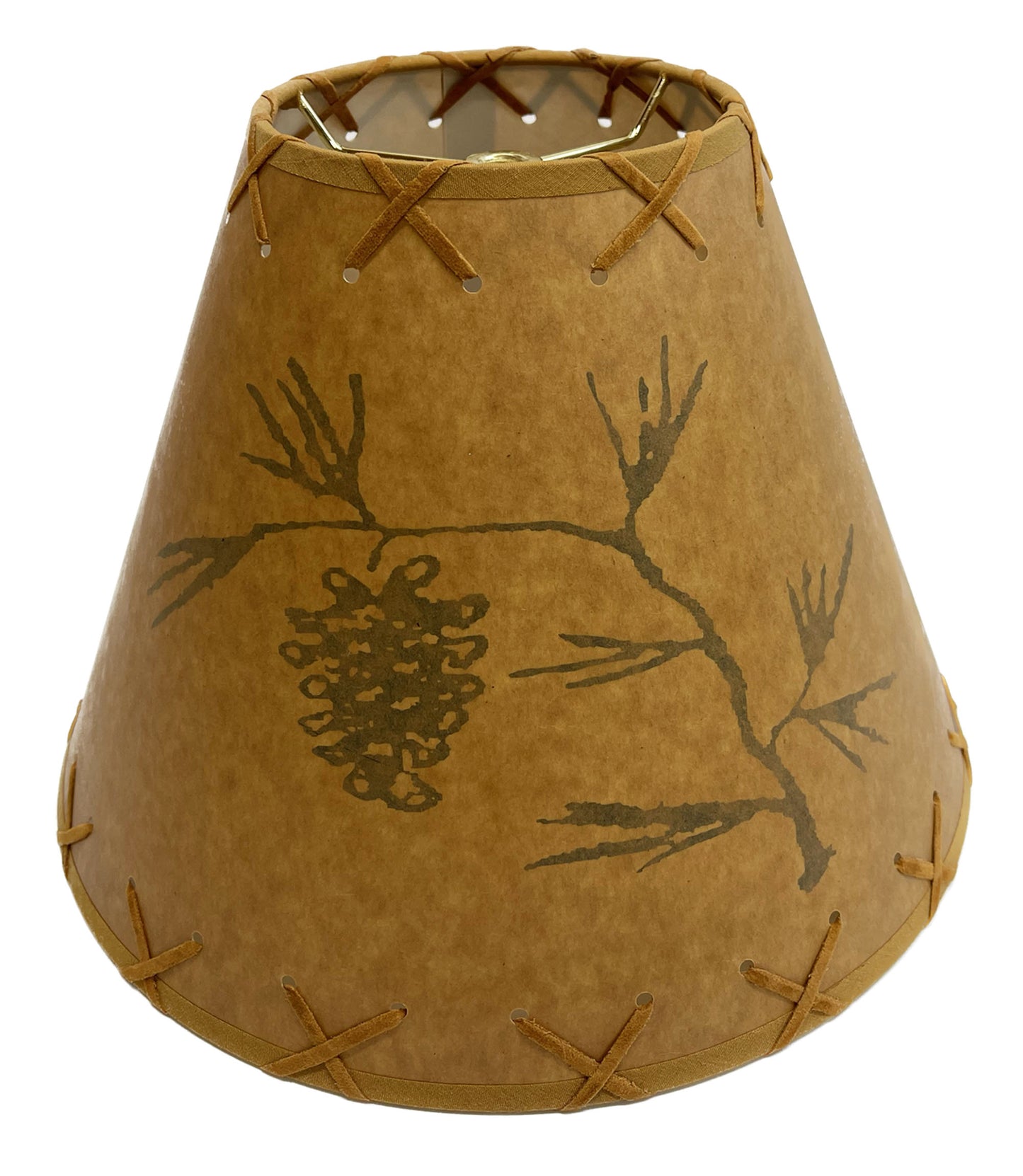 Rustic Oiled Craft Lamp Shade with Pine Cone Design - 12"