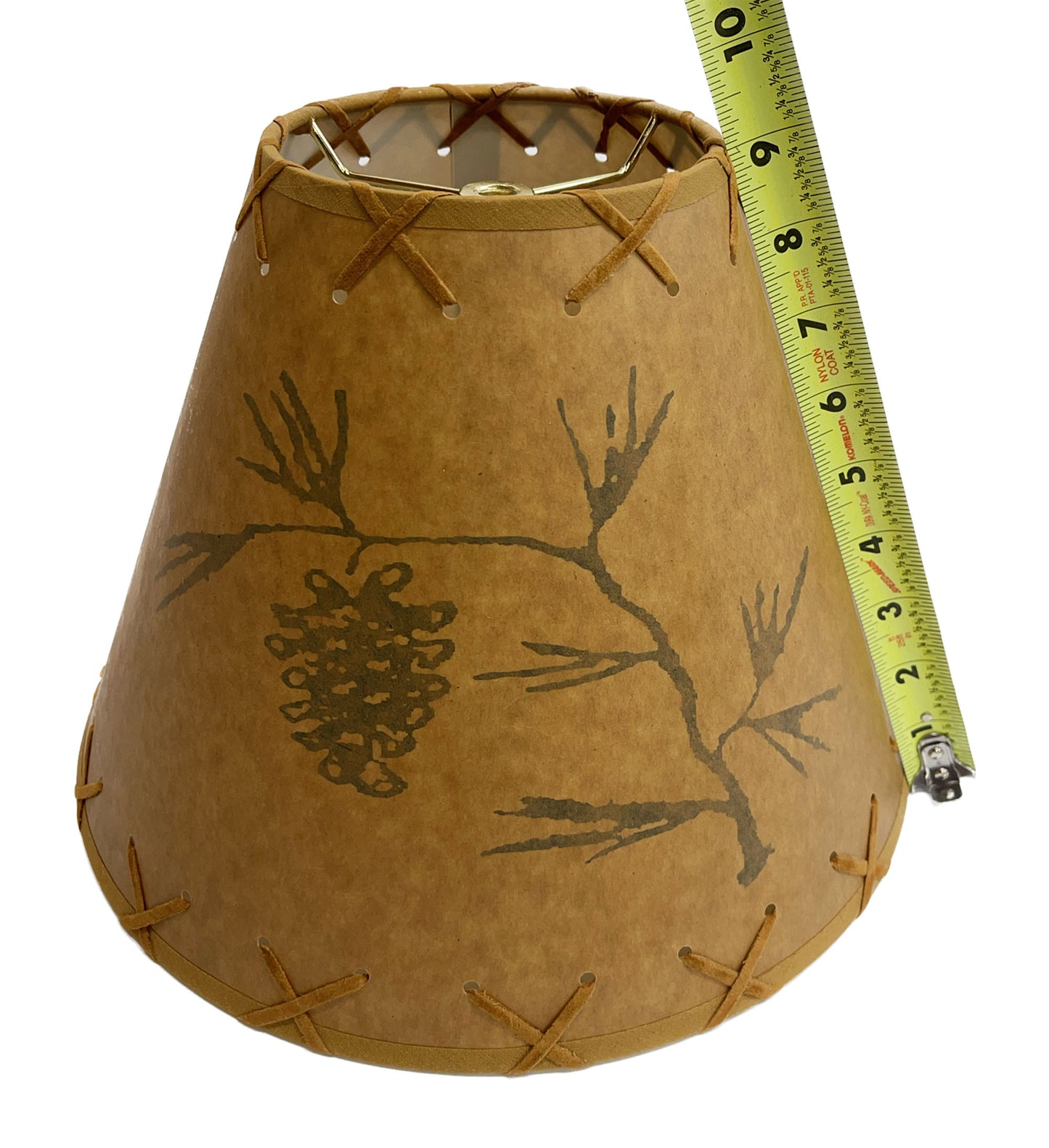 Rustic Oiled Craft Lamp Shade with Pine Cone Design - 12"