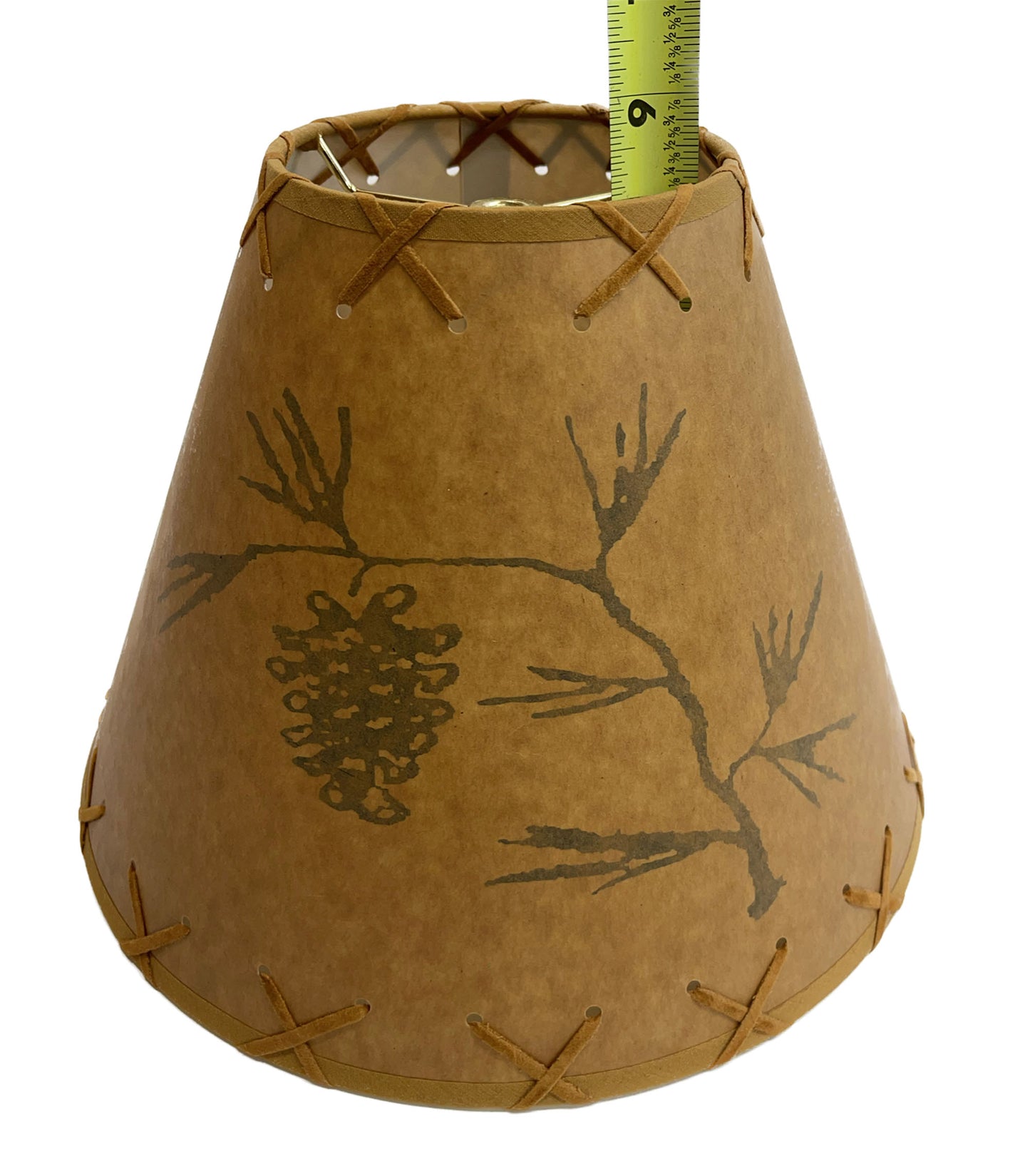 Rustic Oiled Craft Lamp Shade with Pine Cone Design - 12"