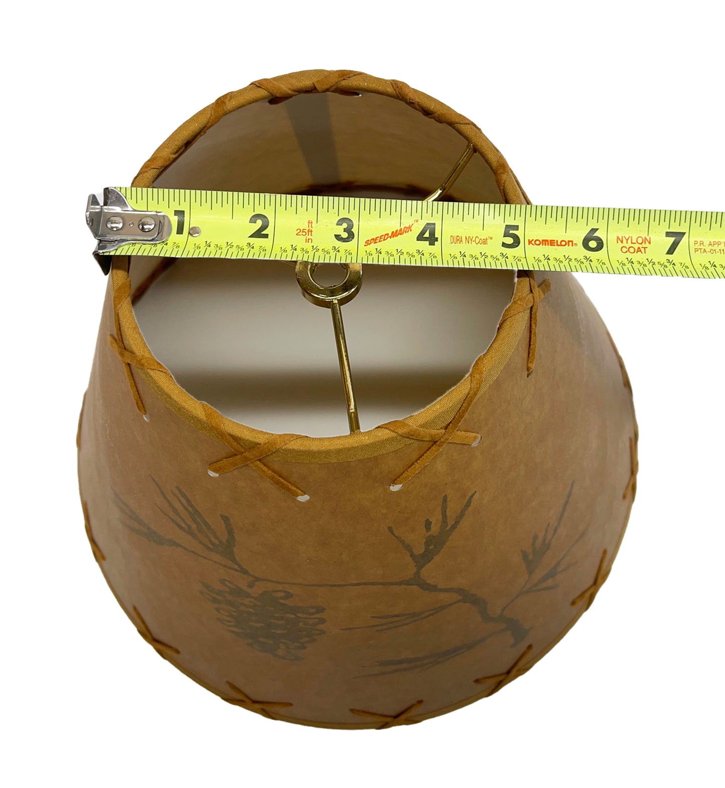 Rustic Oiled Craft Lamp Shade with Pine Cone Design - 12"